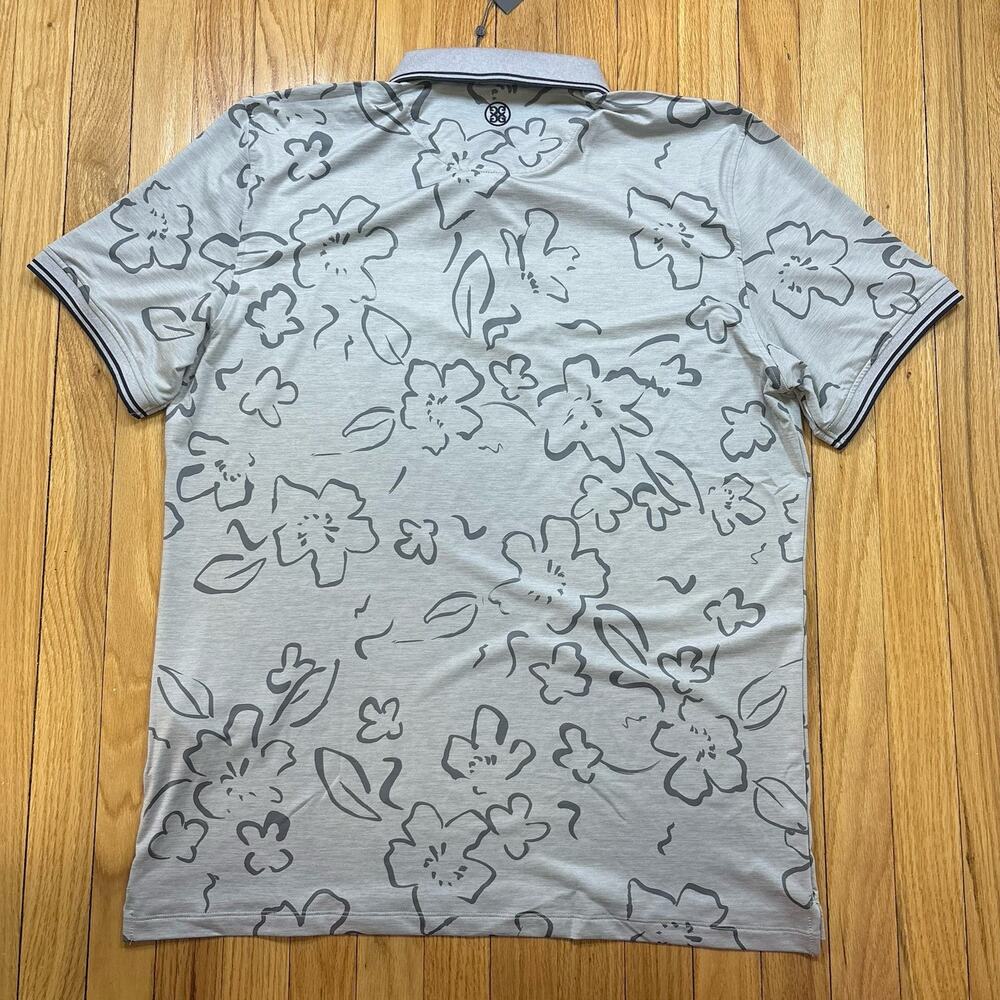 G/FORE Men’s 2XL Floral Watercolor Tech Jersey Slim Fit Golf Polo Grey Men's - Picture 12 of 13